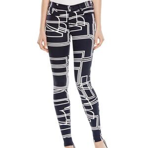 J Brand Black White Geometric Patterned Skinny Pants Size 25 Designer Art